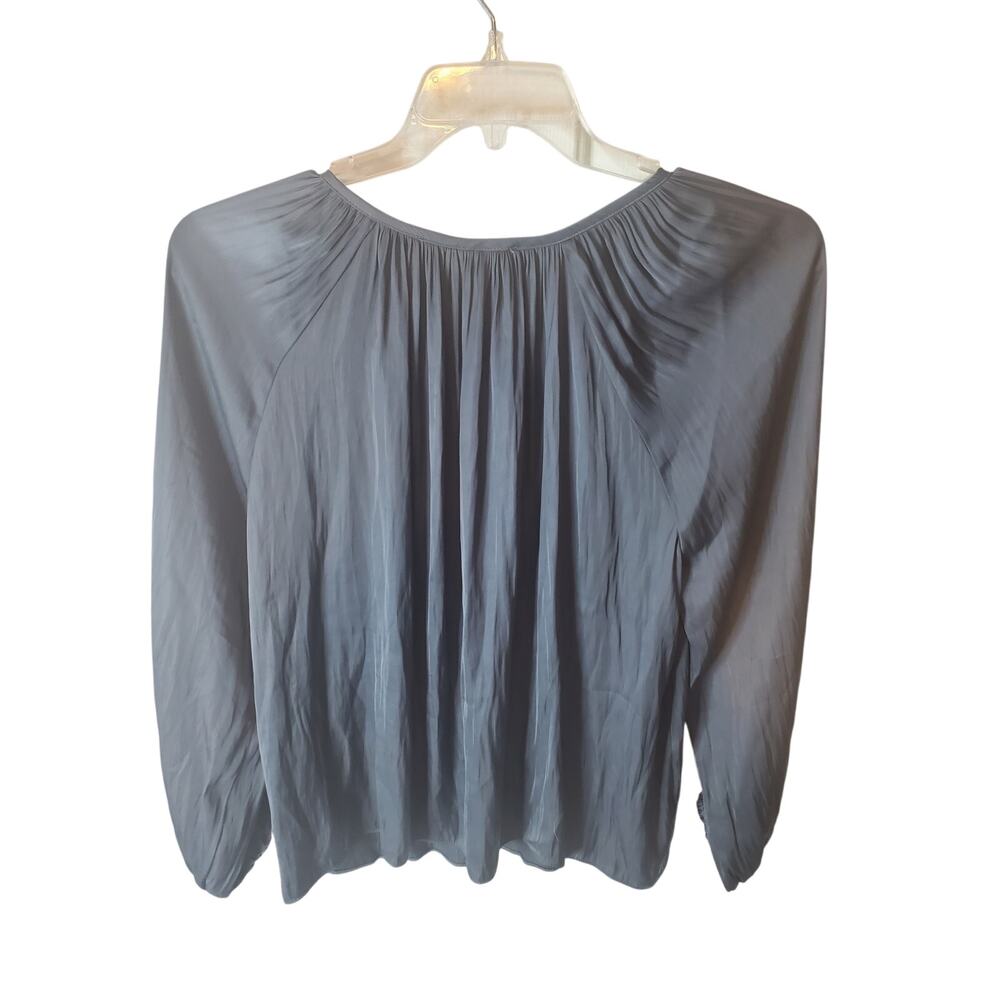 Chelsea & Theodore Slate Satin-like Blouse, NWT, Medium - Picture 3 of 6